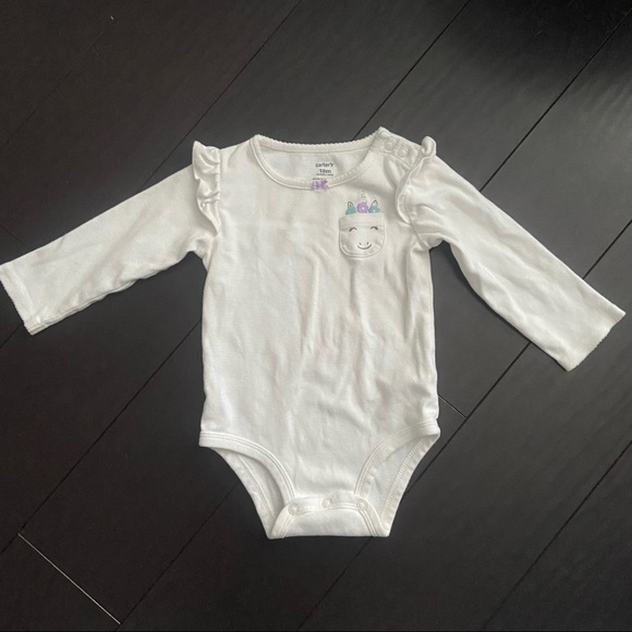 Carter’s baby girl long sleeve pocket unicorn bodysuit & tutu leggings size 18M - Picture 4 of 7